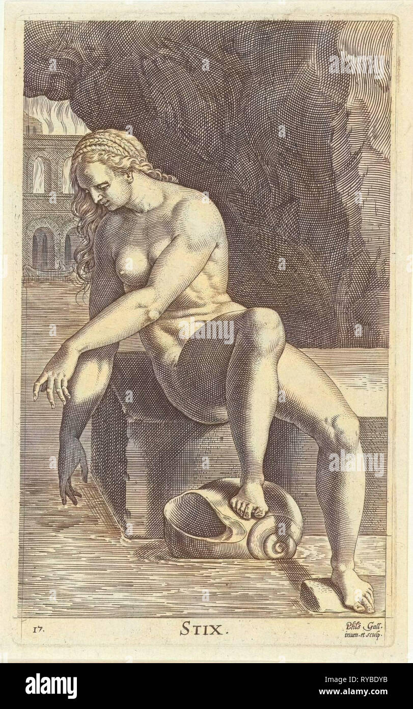 River Nymph Styx, Philips Galle, 1587 Stock Photo