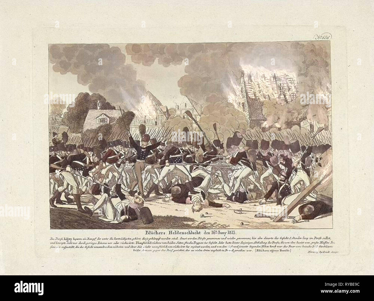 Battle of Ligny, 1815, Belgium, Anonymous, Friedrich Campe, 1815 Stock Photo