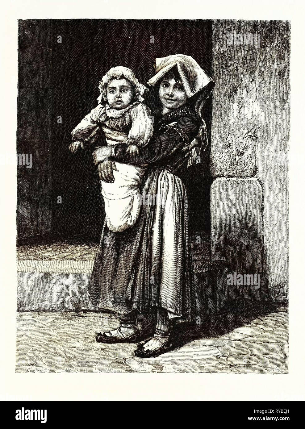 Peasant Children of the Campagna. Italy Stock Photo