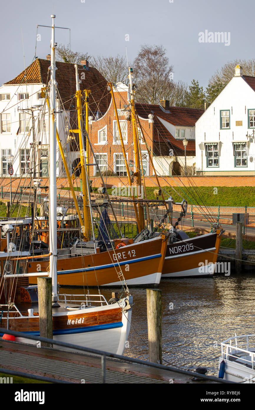 The fishing port of Greetsiel, Ostfriesland, Lower Saxony, trawler
