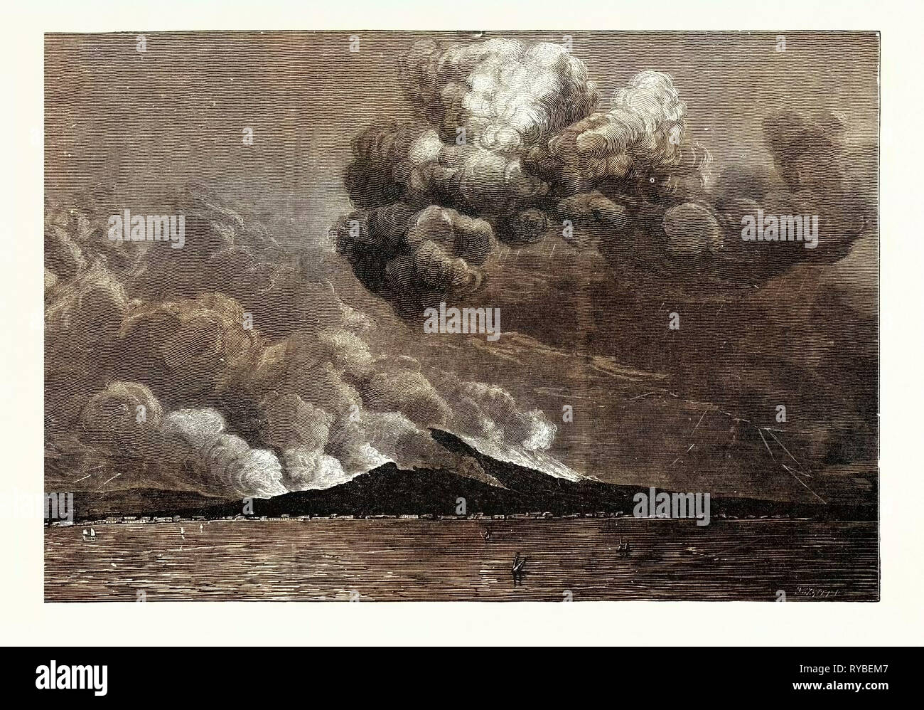 MOUNT VESUVIUS VOLCANO ERUPTING POPULACE ATTACKING THE SAN GENNARO STATUE