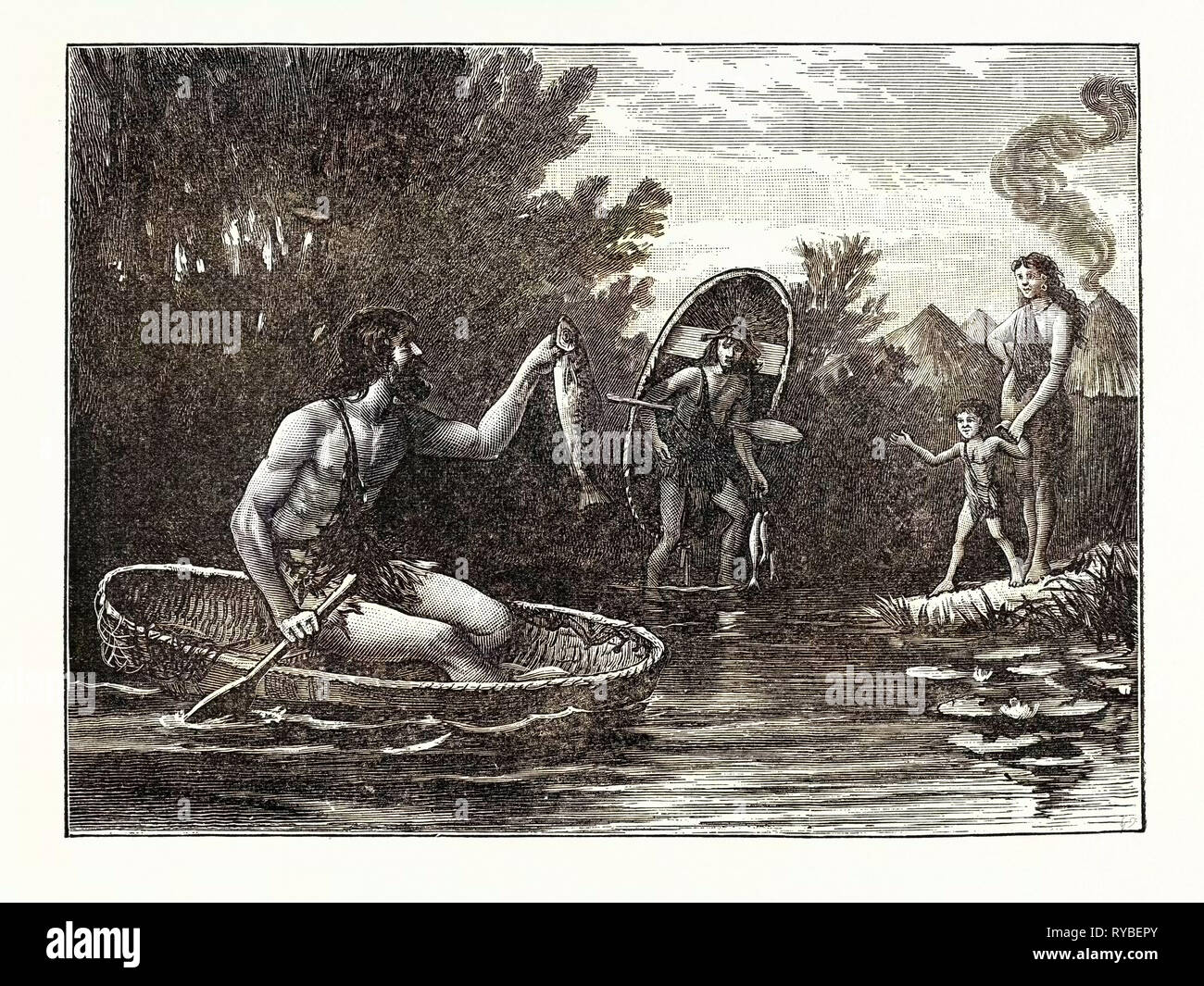 Britons with Coracle Stock Photo
