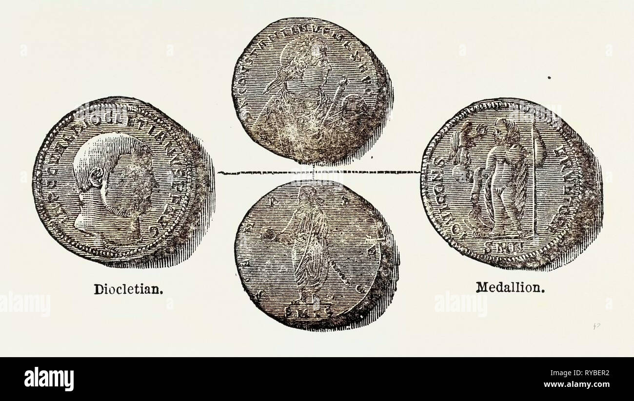Coins of the Roman Republic and the Empire Stock Photo
