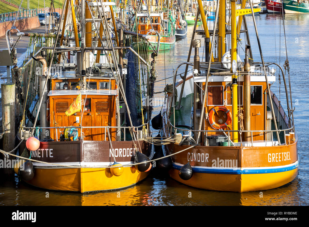 The fishing port of Greetsiel, Ostfriesland, Lower Saxony, trawler