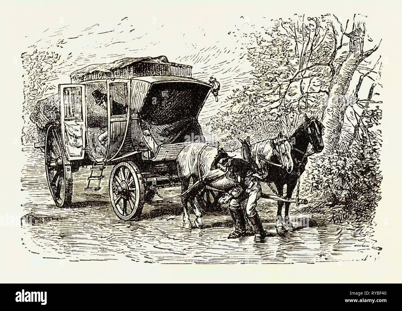 Travelling Coach Seventeenth Century Stock Photo