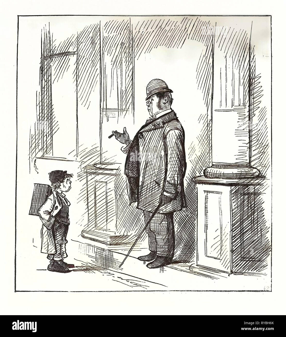 Boy: Shine Mister?, Man (with Severity). ' Go Away, Go Away I Look As I Wanted Shine ?' Boy' Well, I Don'T Think Little Polish Hurt You !' , US, USA, America, United States, American, Engraving 1880 Stock Photo