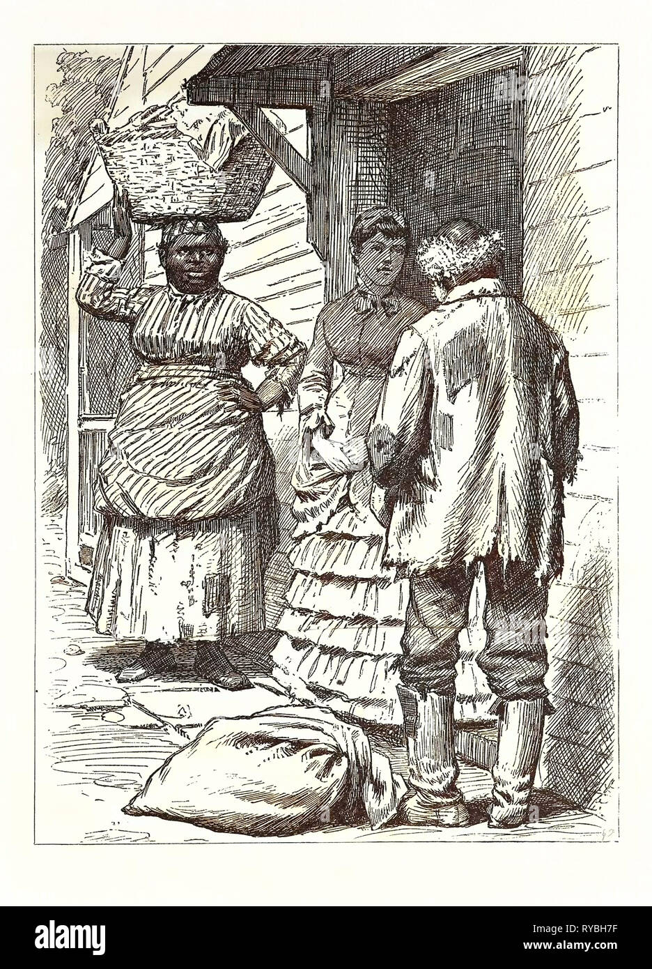Could I Sleep in the Kitchen?', US, USA, America, United States, American, Engraving 1880 Stock Photo