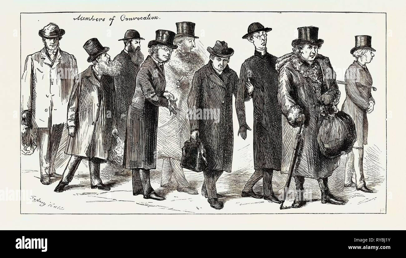 The Election of Dean Stanley As Select Preacher at Oxford: Members of Convocation Going to Vote, on the Platform of the Railway Station Stock Photo