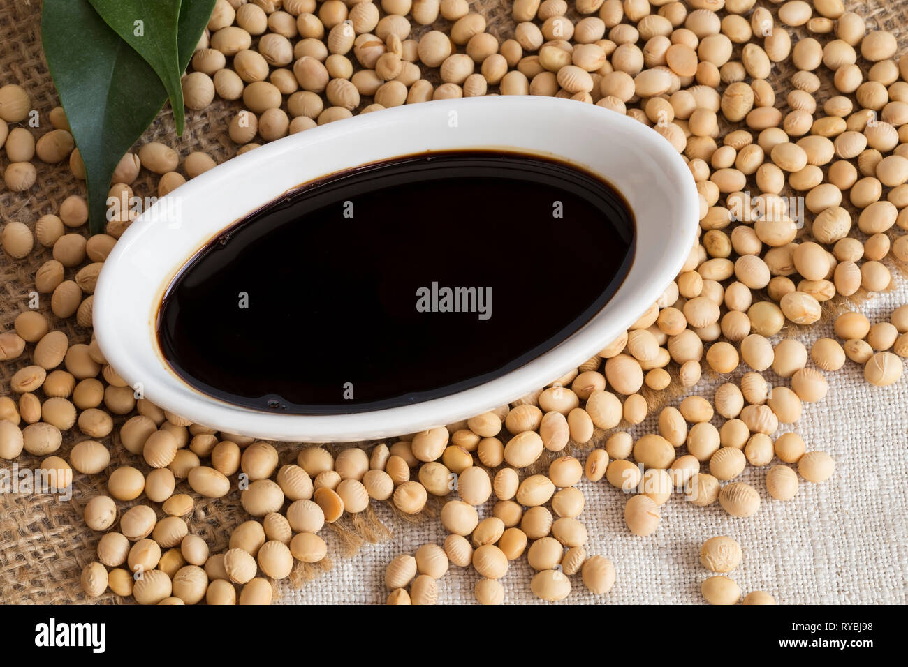 Say sauce with soy beans Stock Photo Alamy