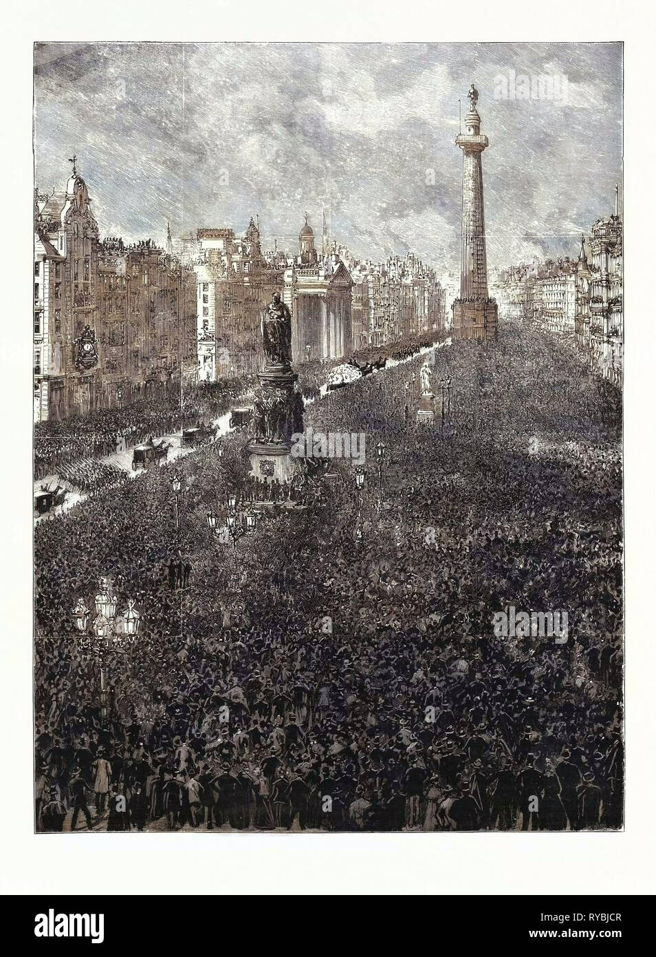 The Funeral of Mr. C.S. Parnell: The Procession Passing Through Sackville Street, Dublin Stock Photo