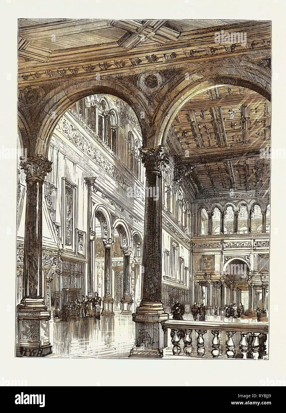 Lord Salisbury's Visit to Birmingham, Hewell Grange, the Seat of Lord Windsor, Where the Prime Minister is Staying: The Great Hall Stock Photo