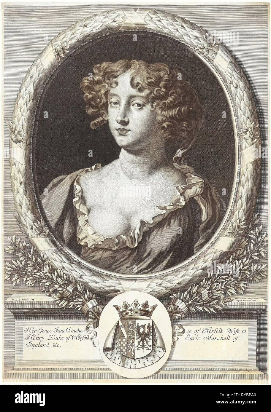 Portrait of Jane Bickerton Duchess of Norfolk, Richard Collin, 1681 Stock Photo
