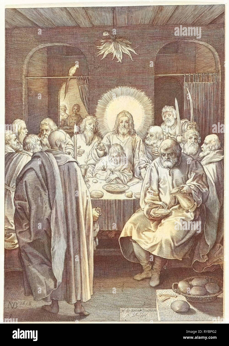 Last Supper, Nicolaes de Bruyn, 1618 Stock Photo