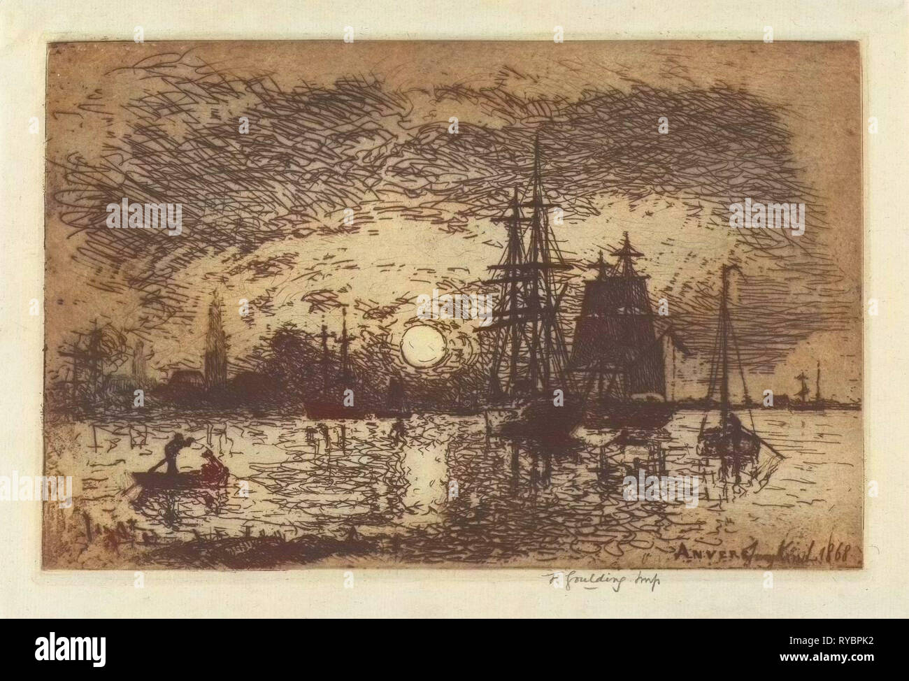 Vincent Van Gogh Quayside with Ships in Antwerp 1885 Vintage Print