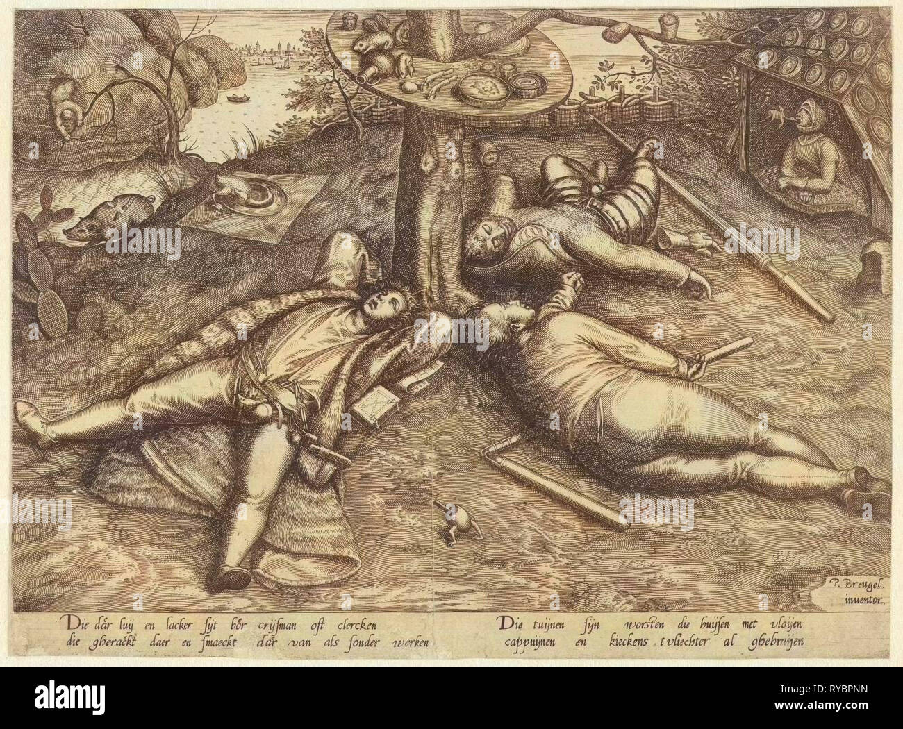 Luilekkerland, cockaigne, Attributed to Pieter van der Heyden, 1567-1600 Stock Photo