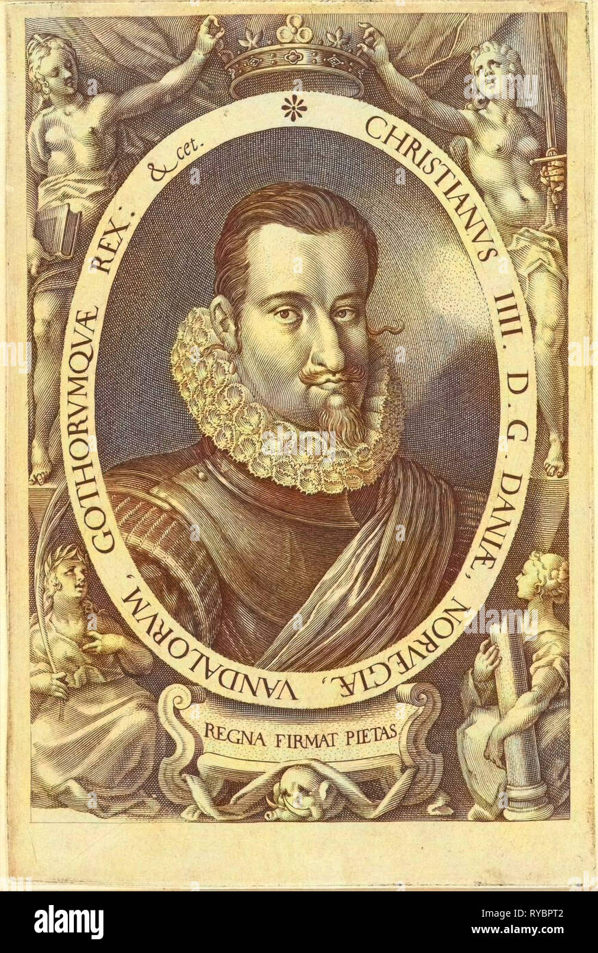 Portrait of King Christian IV of Denmark and Norway, Jan Harmensz. Muller, Remmert Petersen, 1604 - 1608 Stock Photo