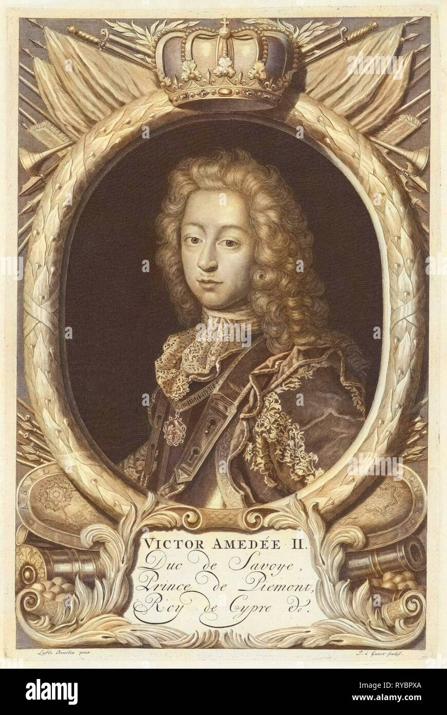 Portrait of Victor Amadeus II, Duke of Savoy, Pieter van Gunst, 1675 - 1731 Stock Photo