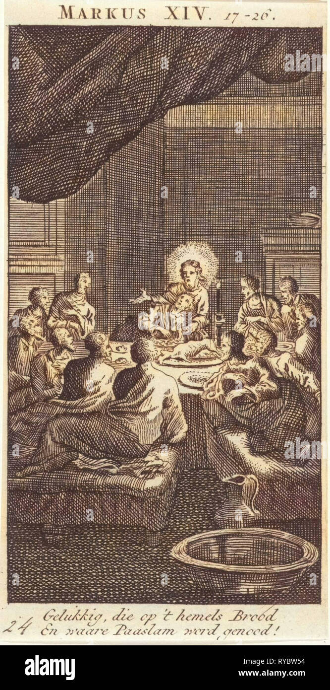Last Supper, Jan Luyken, Anonymous, 1712 Stock Photo