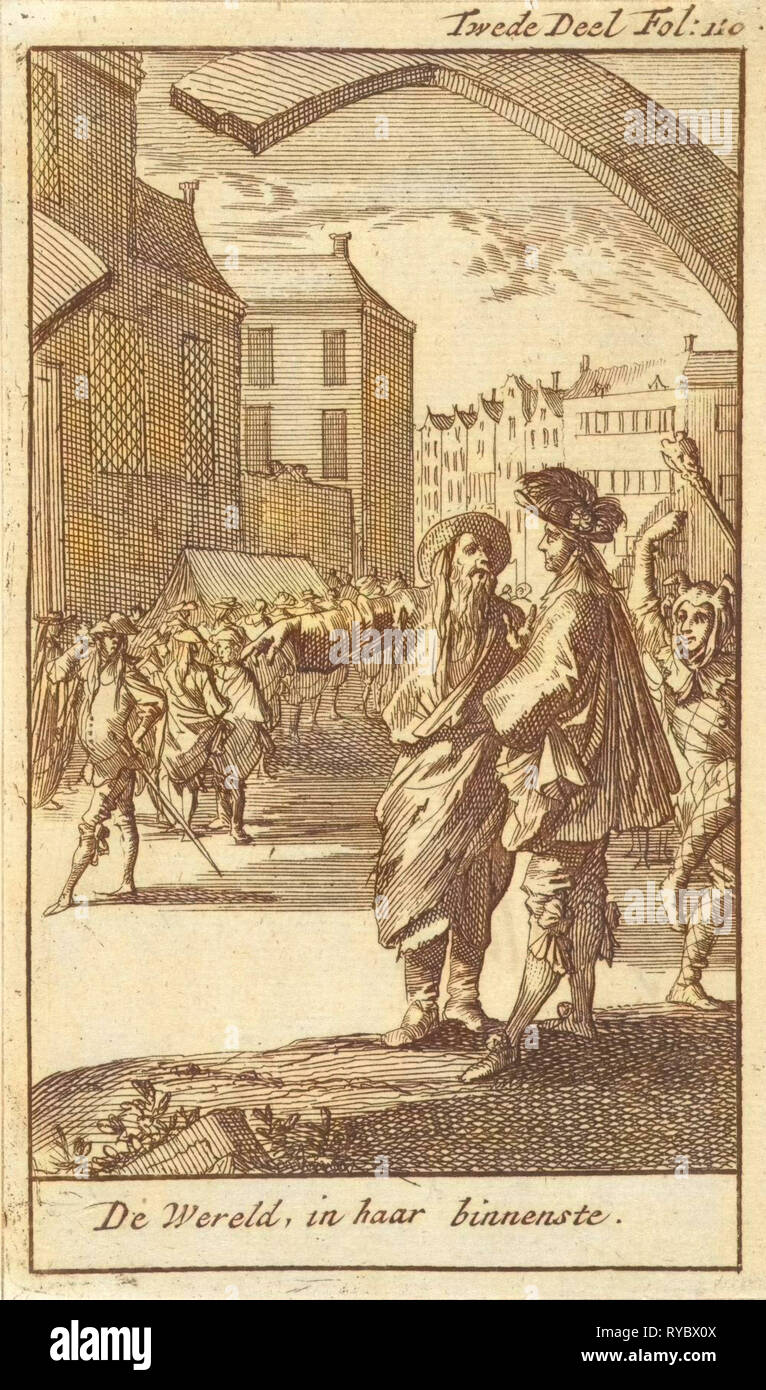 Procession with a jester in the foreground, Caspar Luyken, Jan Claesz ten Hoorn, 1699 Stock Photo
