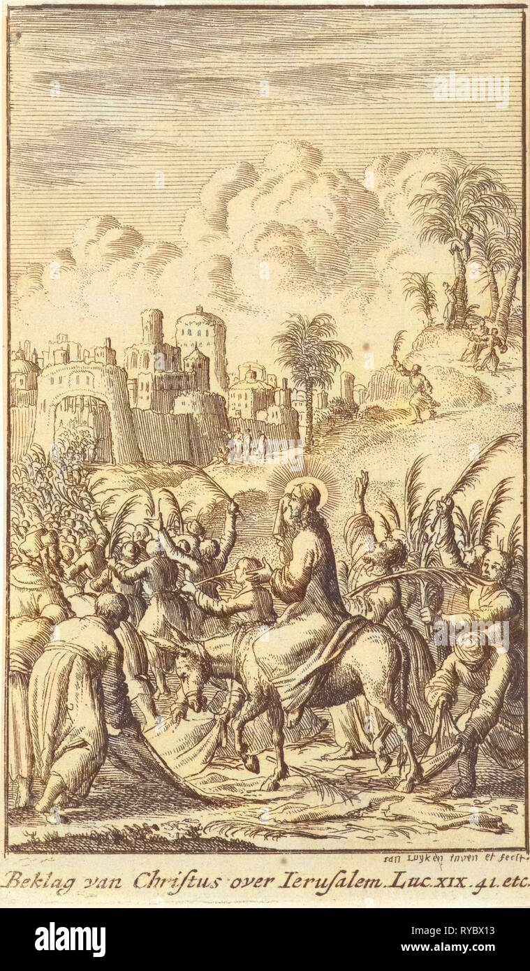 Christ predicts the destruction of Jerusalem, Jan Luyken, 1681 Stock Photo