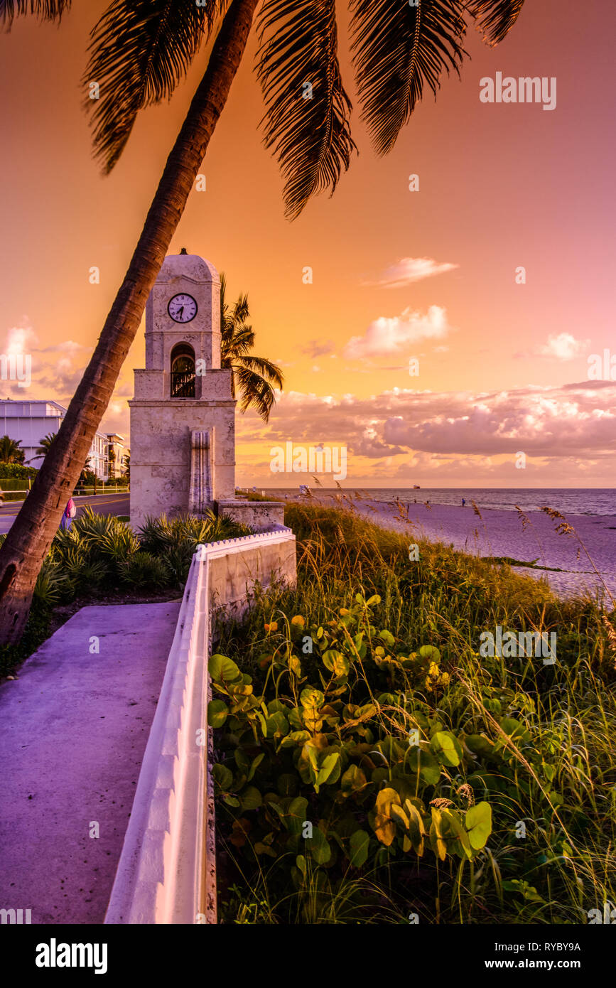 Worth Avenue clock tower, Palm Beach Stock Photo