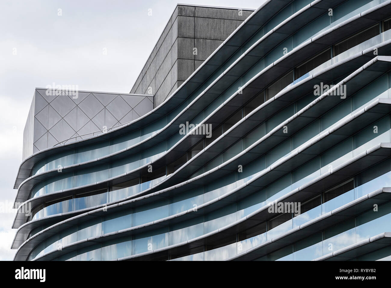 Kyoto Concert Hall, Sakyo-Ku, Kyoto, Japan. Built in 1995. Designed by Arata Isozaki. He won the Pritzker Prize in 2019. Stock Photo