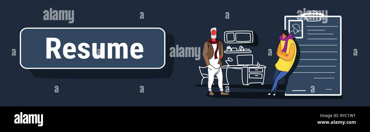 businessman hr manager meeting - Businessman Hr Manager Meeting Interviewing Male Job Applicant Leaning On Resume Recruitment And Human Resources Concept Sketch Flow Style Horizontal RYC1W1 