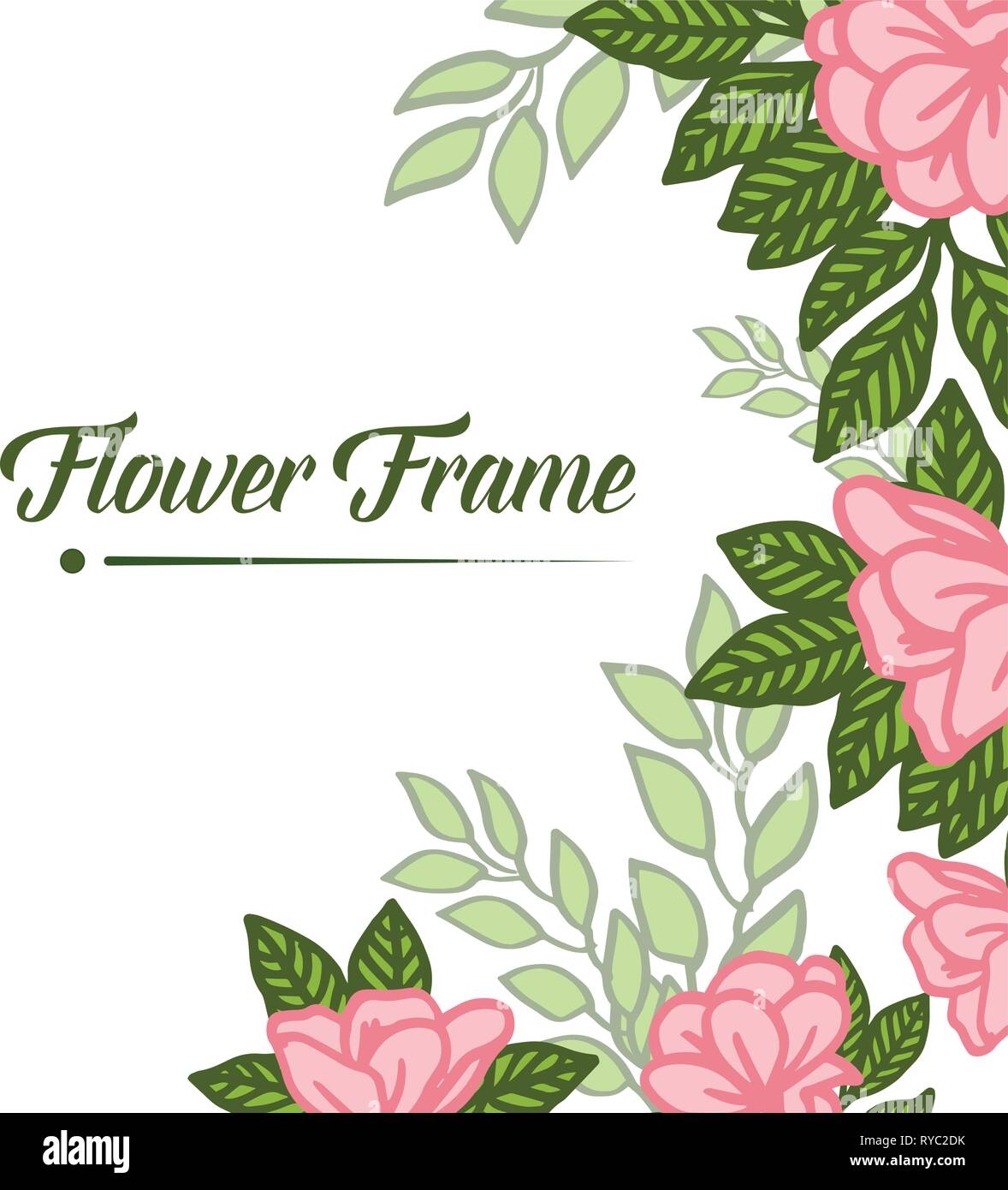 Vector illustration texture pink floral frame very blooms hand drawn ...
