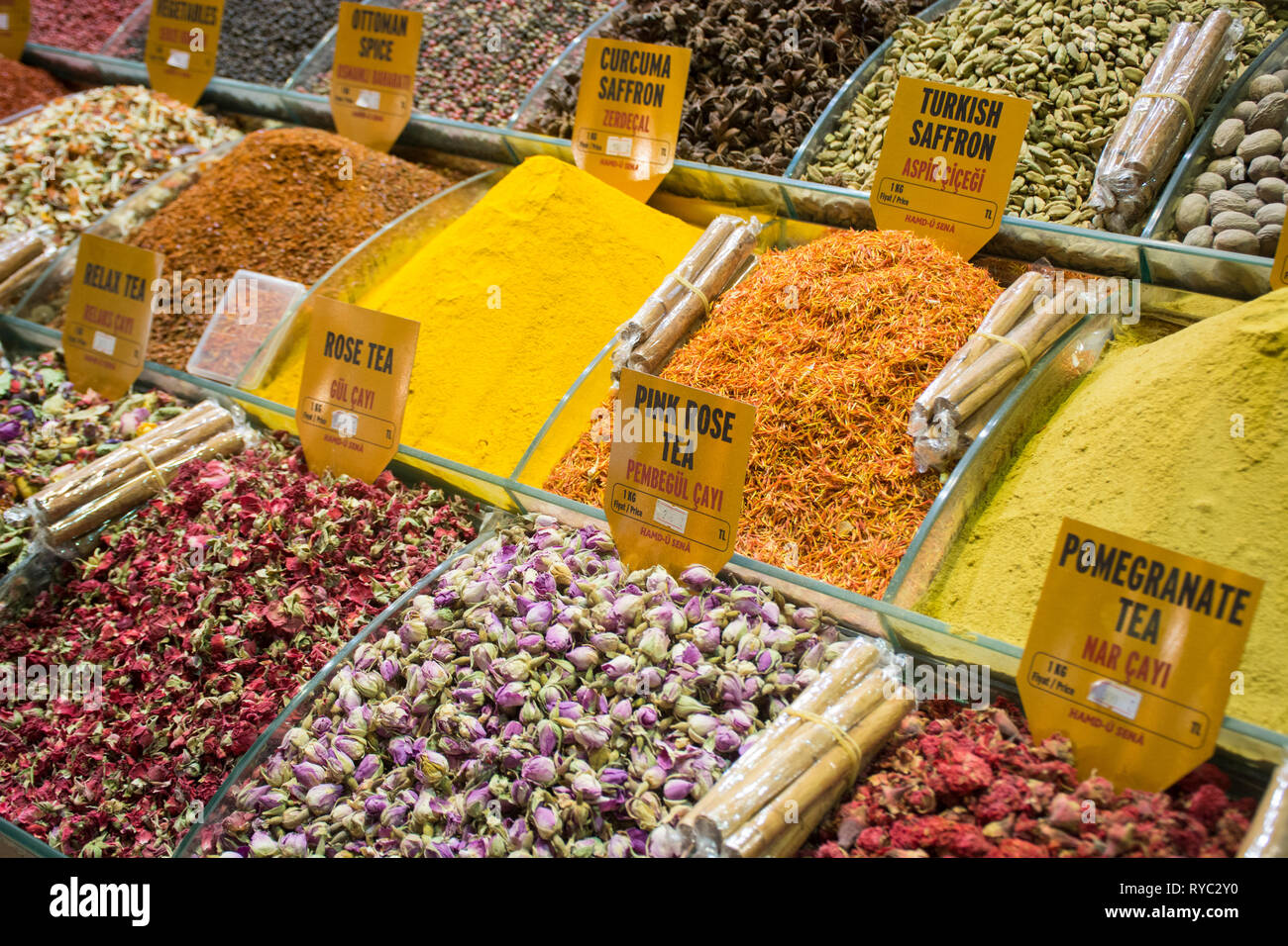 Spice shop at Eminonu market Istanbul Turkey Stock Photo