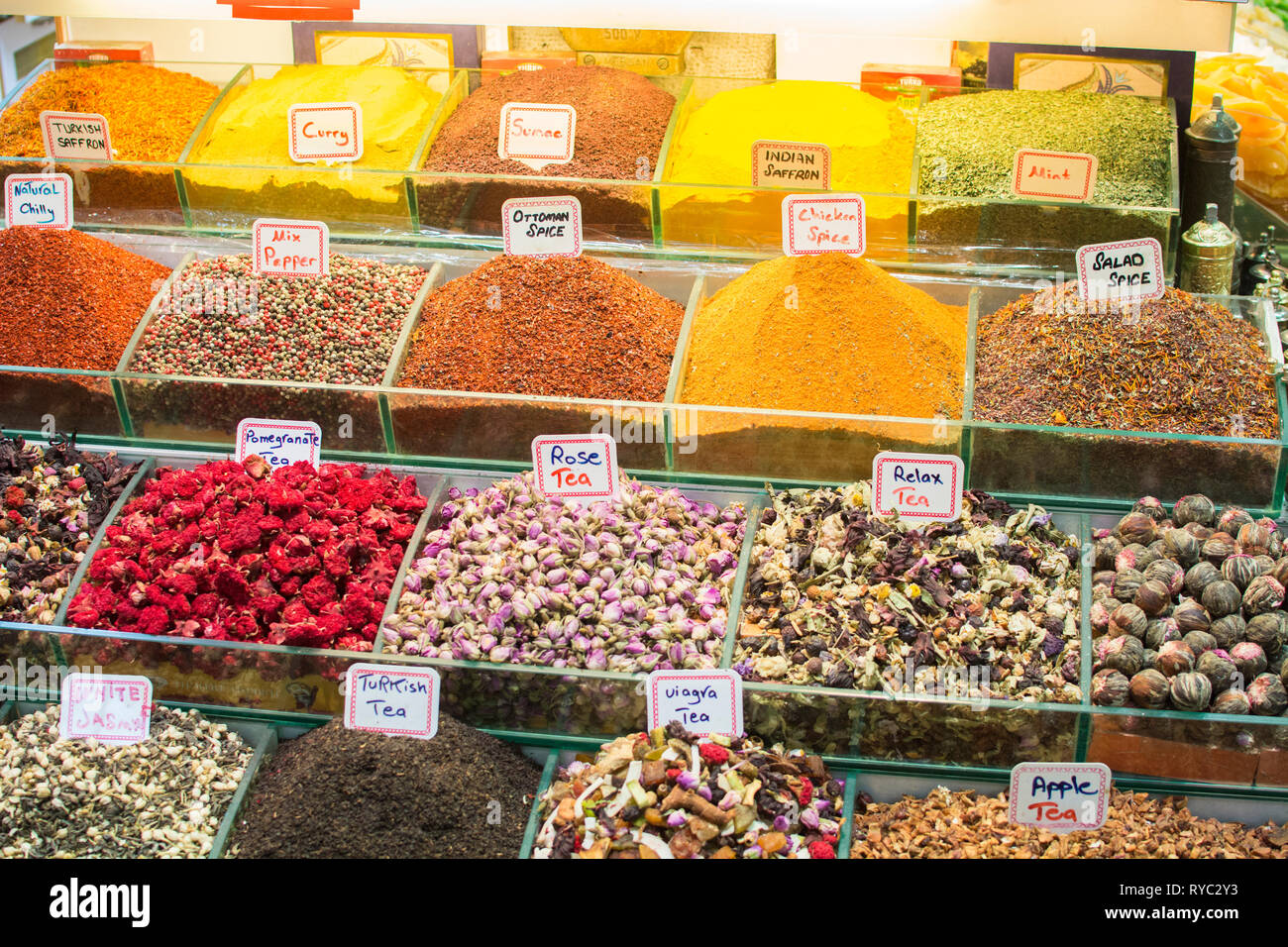 Spice shop at Eminonu market Istanbul Turkey Stock Photo