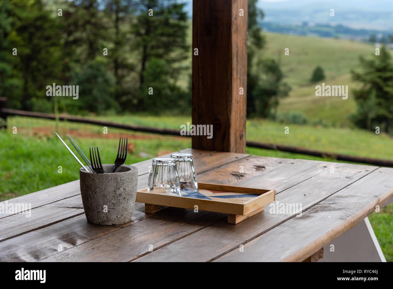 Empty glasses on a dining table hi-res stock photography and images - Alamy