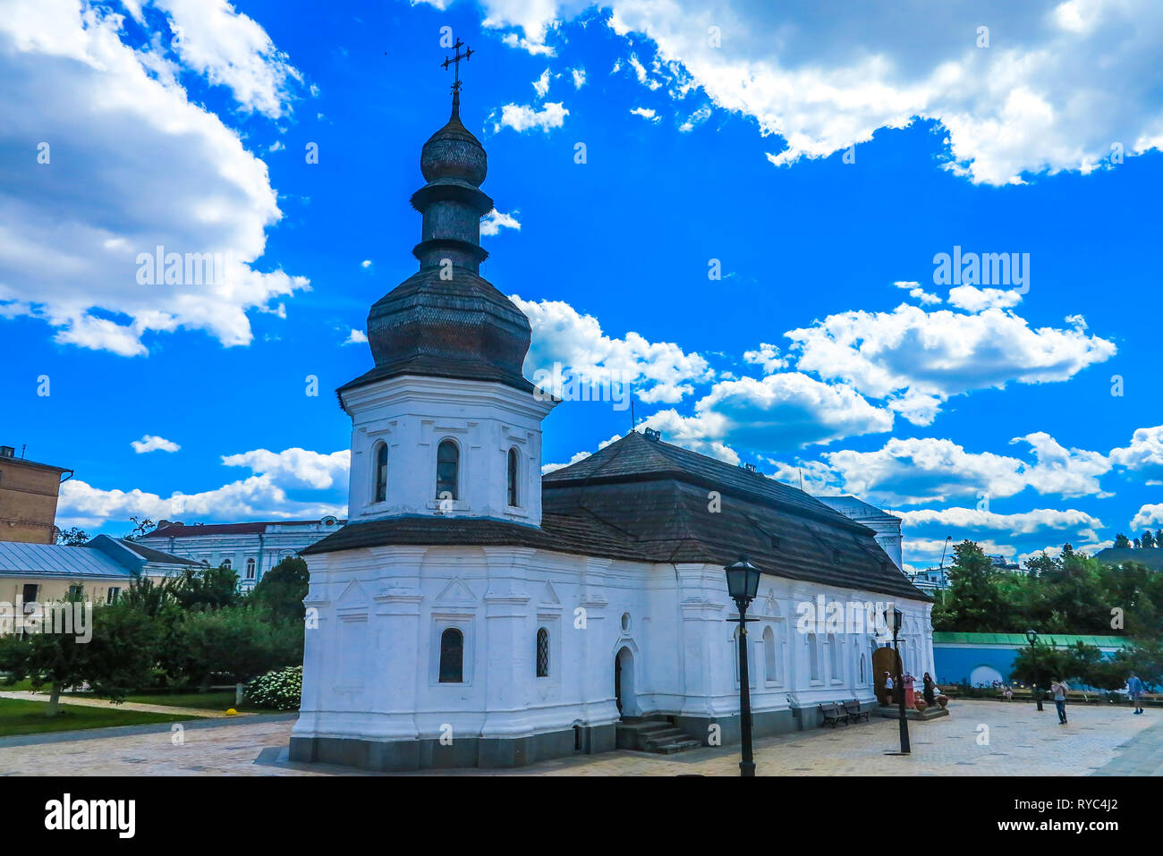Kiev Saint Michael's Golden Domed Monastery Church Refectory of Saint John the Divine Side View Stock Photo