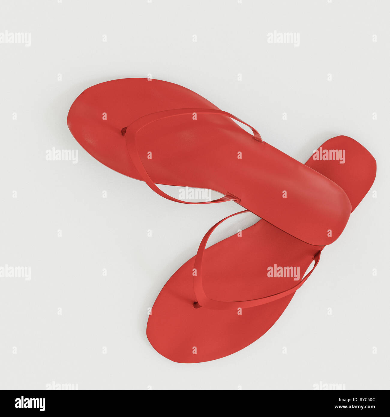 red flip flops isolated on white background 3d illustration Stock Photo ...