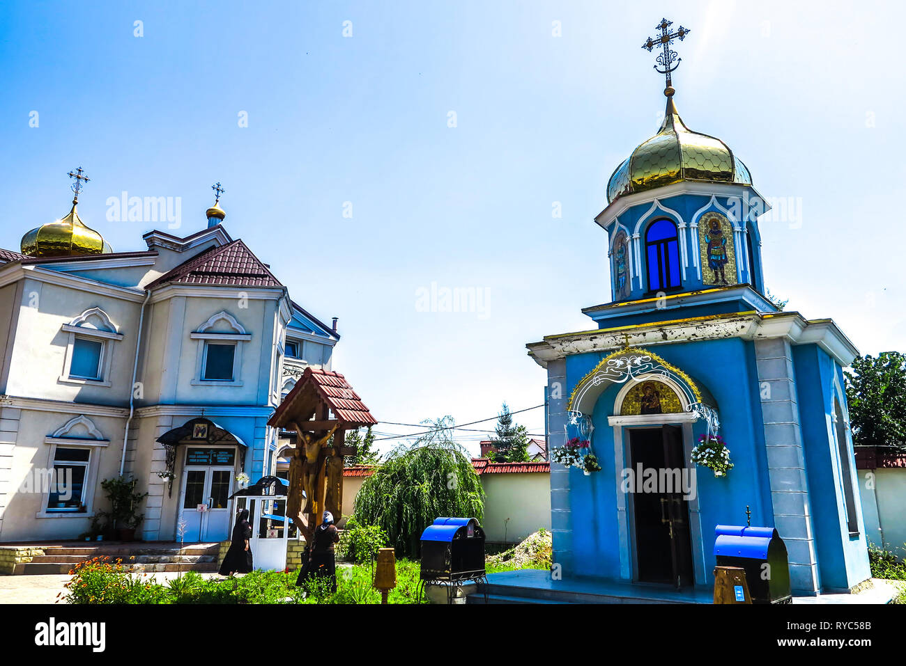Chisinau Ciuflea Monastery Saint Theodore Tyro Blue Colored Facade Chapel Stock Photo
