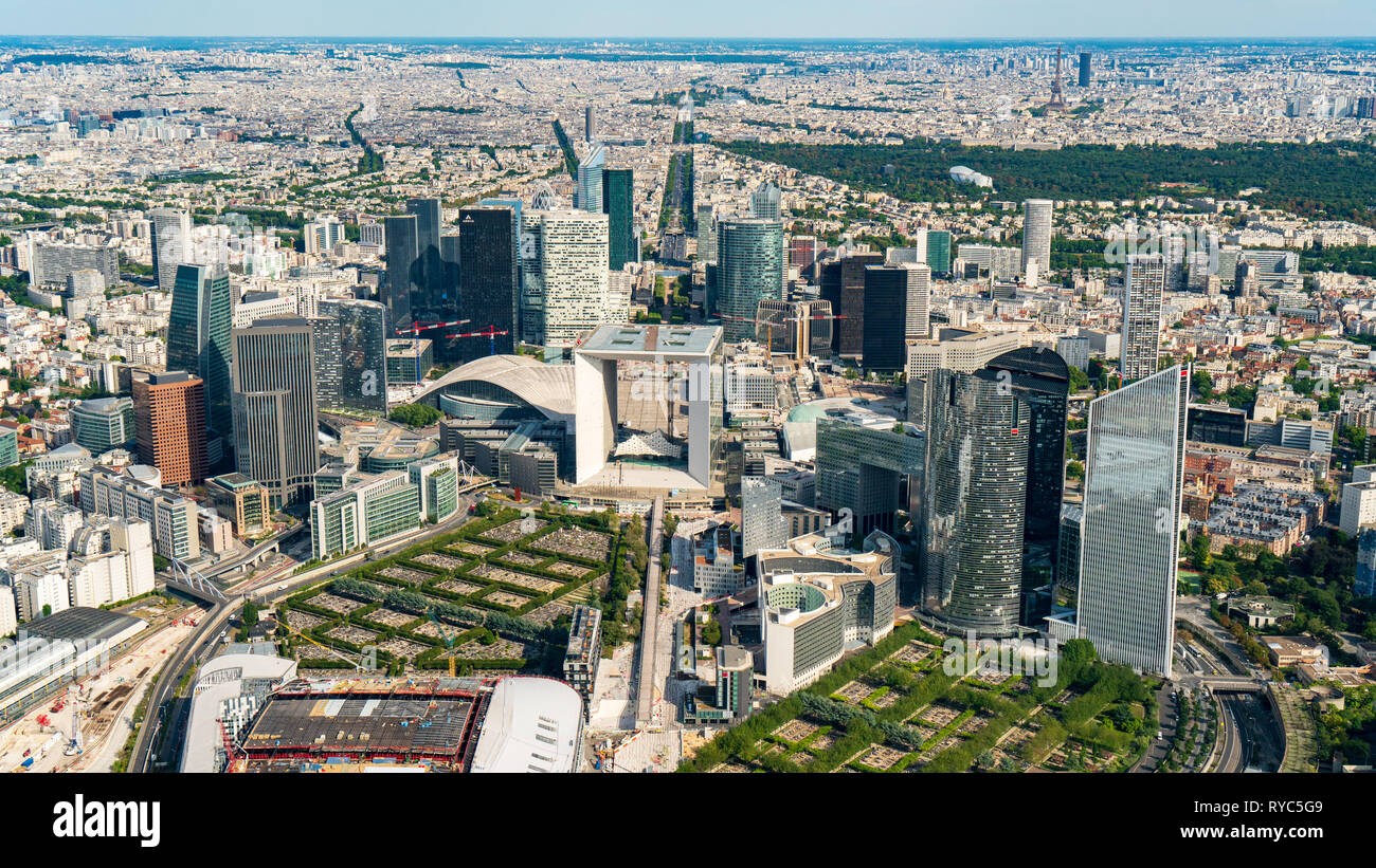 Aerial View of the Financial District La Défense, Paris France Stock Photo