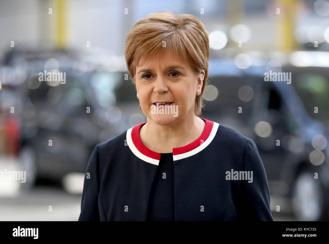 First Minister Nicola Sturgeon during a visit to Allied Vehicles Ltd in