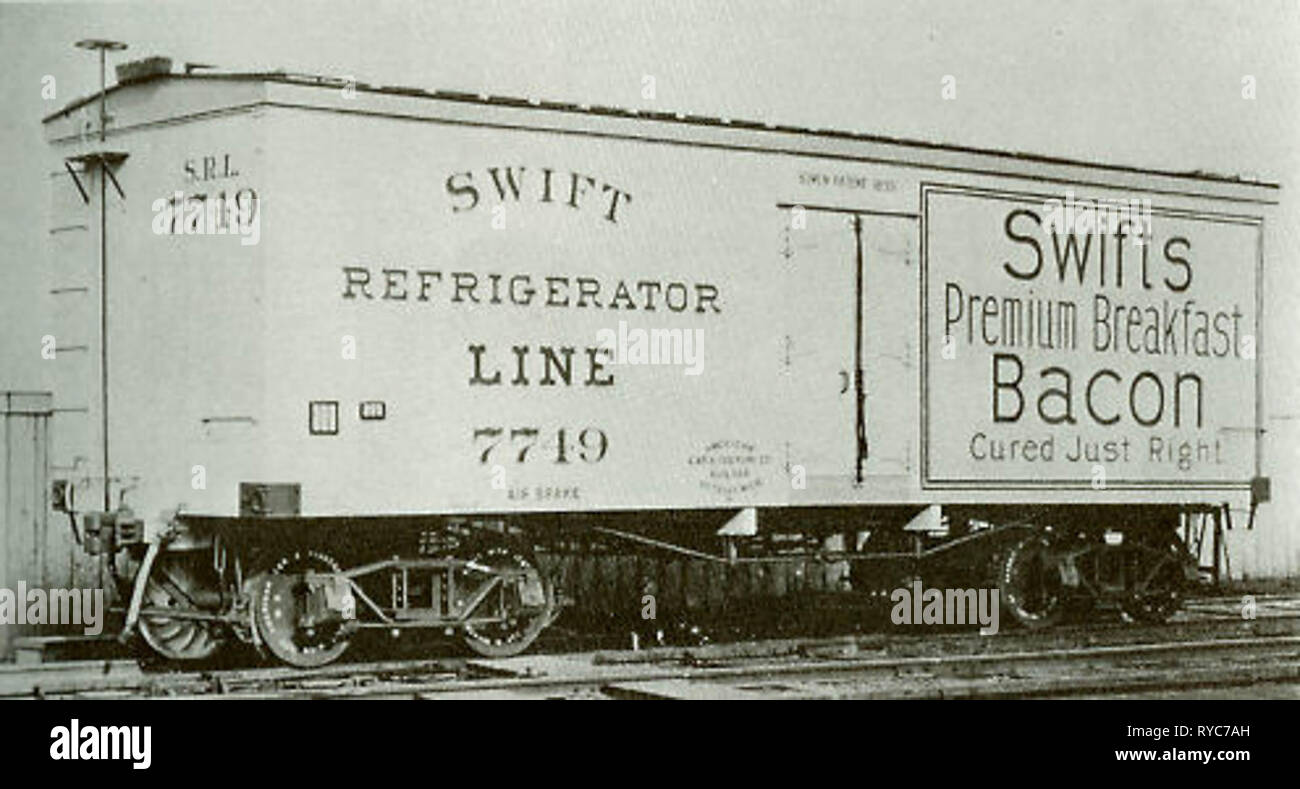 A builder's photo of one of the first refrigerator cars to come out of