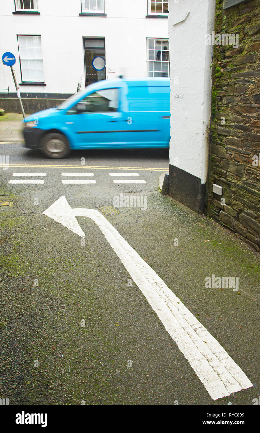 A narrow street in Launceston Cornwall Stock Photo