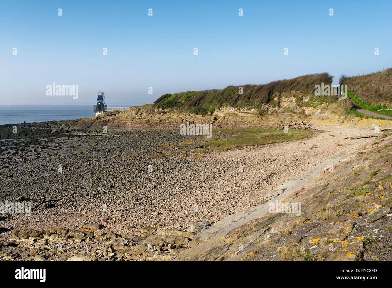 Woodhill Bay & Battery Point, Portishead, North Somerset, UK Low Tide