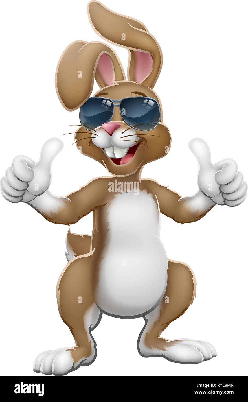 Easter Bunny Cool Rabbit Cartoon Giving Thumbs Up Stock Vector Image & Art  - Alamy