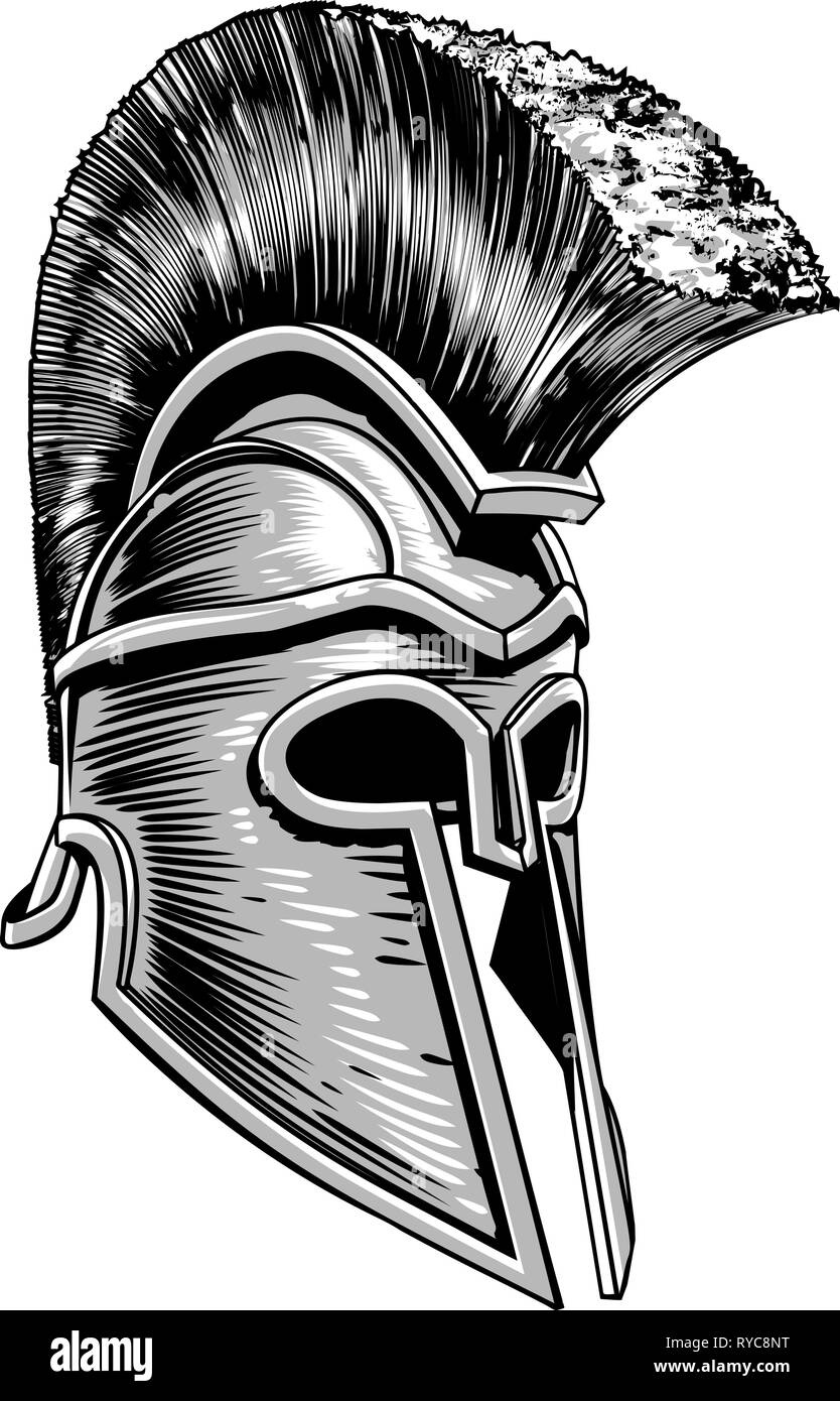 Ancient Greek Spartan Warrior Gladiator Helmet Stock Vector