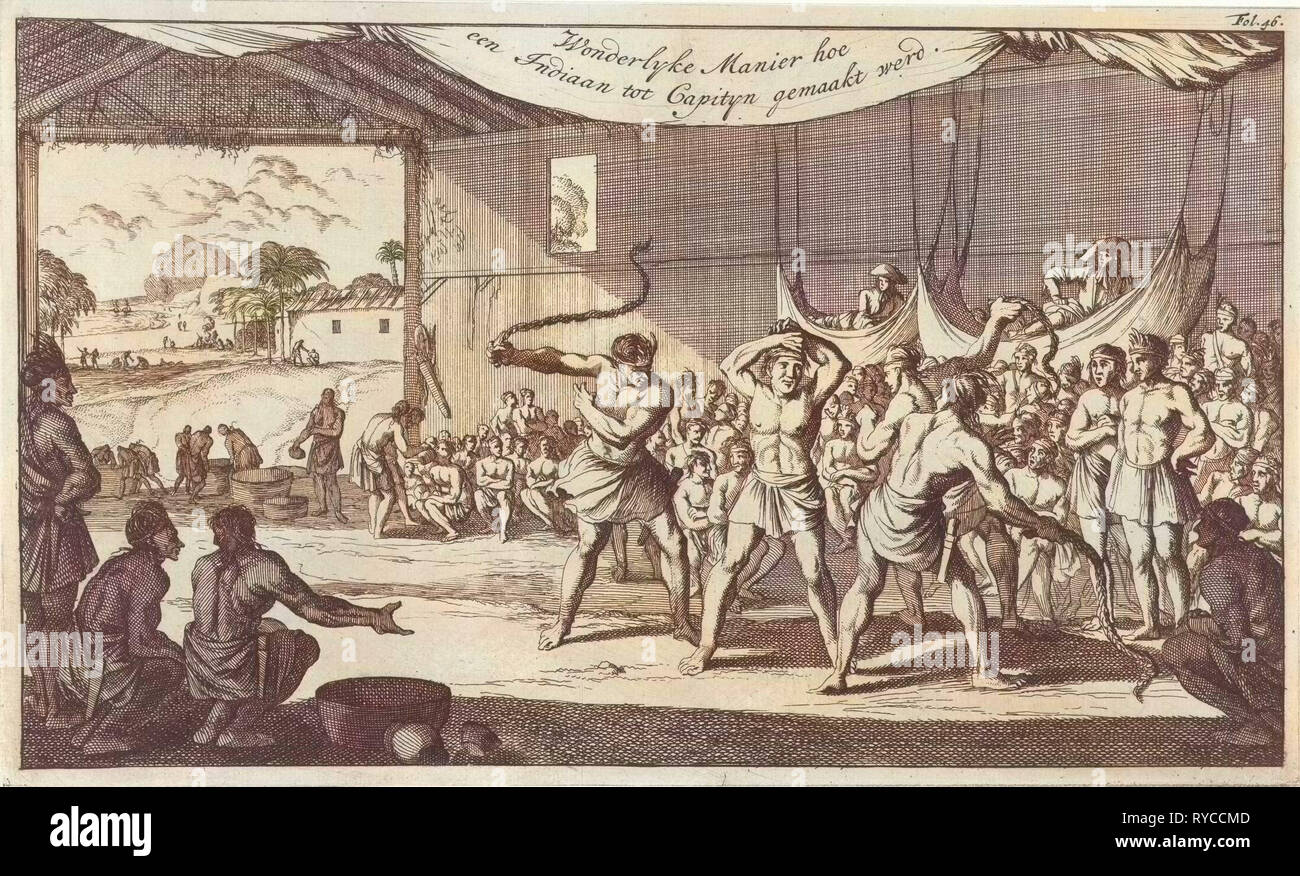 Ceremony of the Indians, Caspar Luyken, Jan Claesz ten Hoorn, 1695 Stock Photo