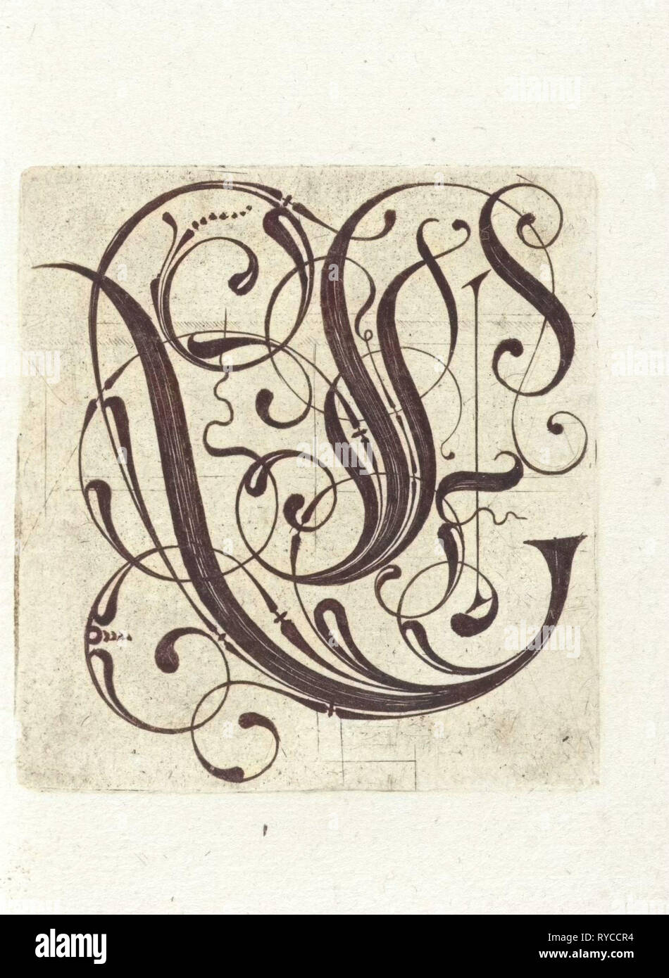 Letter E, Anonymous, c. 1600 - c. 1699 Stock Photo