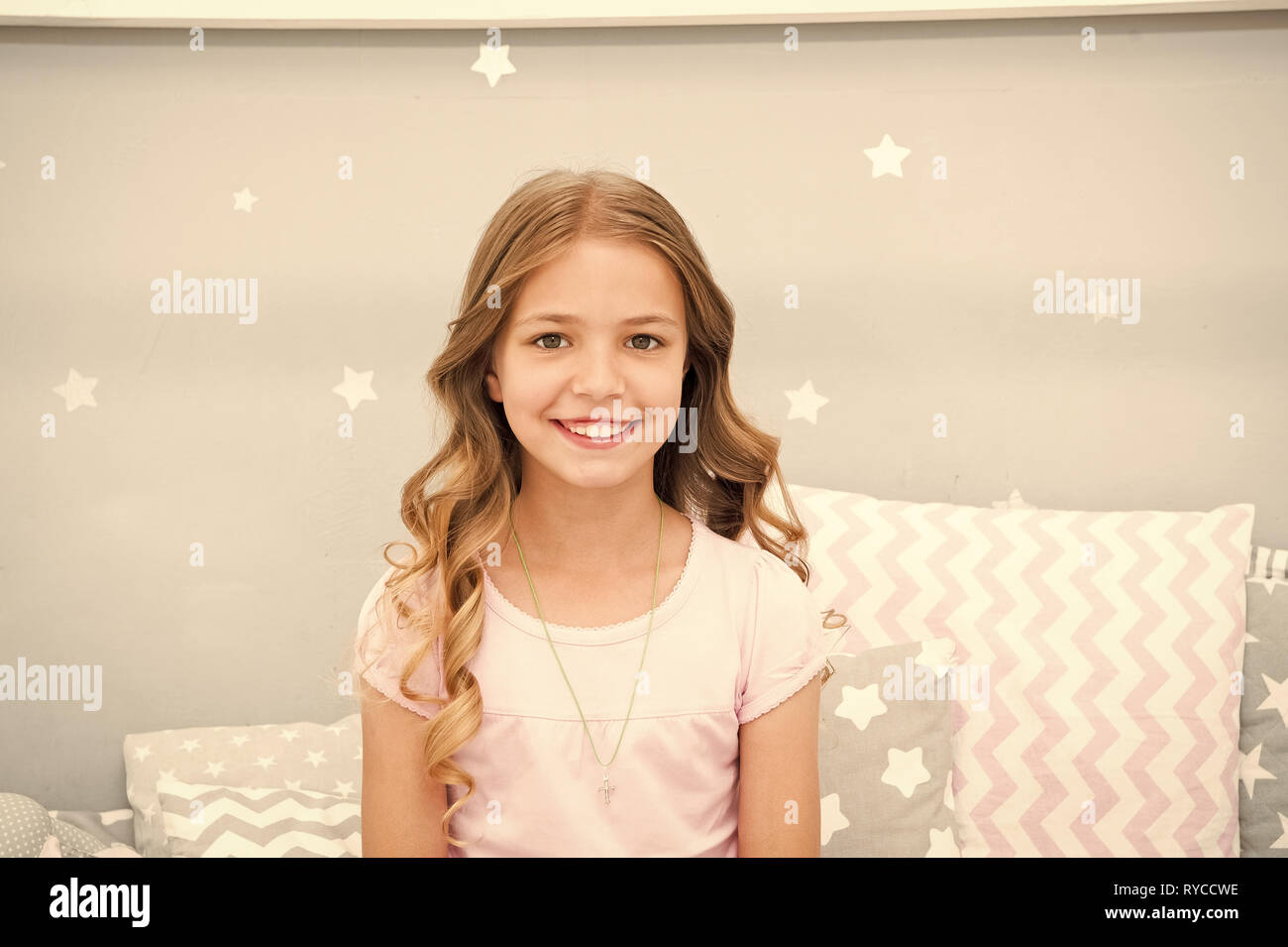 Child Perfect Curly Hairstyle Looks Cute She Use Conditioner Or