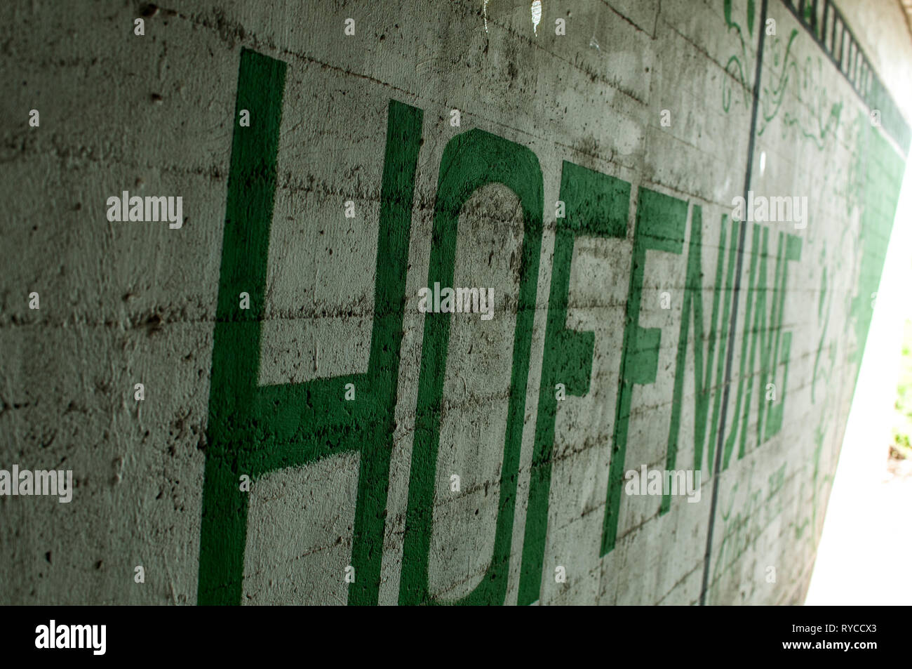 Concrete wall with the inscription Hope Stock Photo