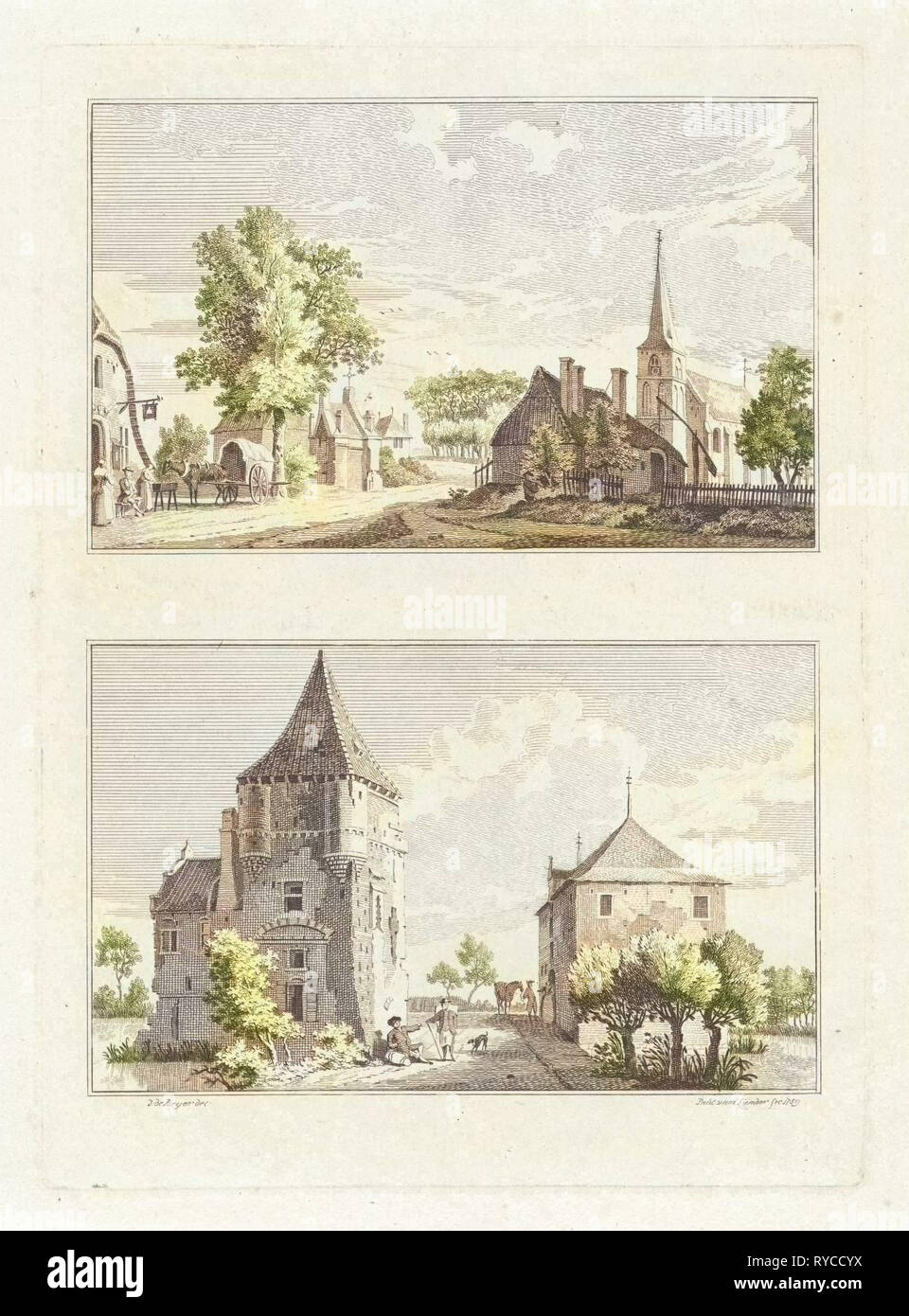Village view in Till and the Tiller House, 1746, Paulus van Liender, 1759 Stock Photo