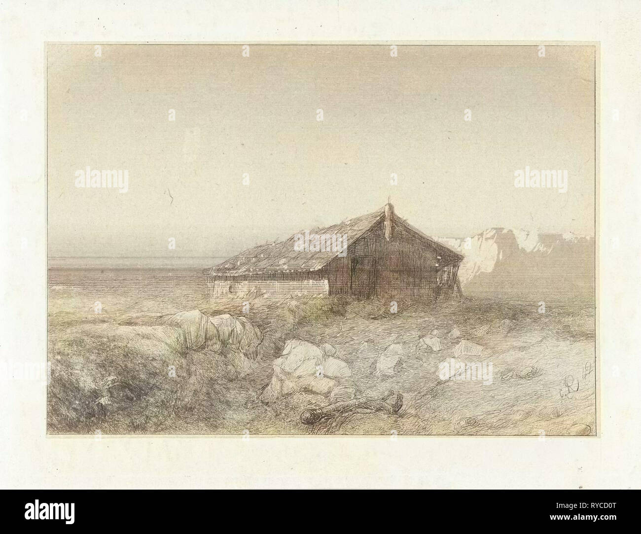 Plain with a hut, Charles Rochussen, 1842 Stock Photo