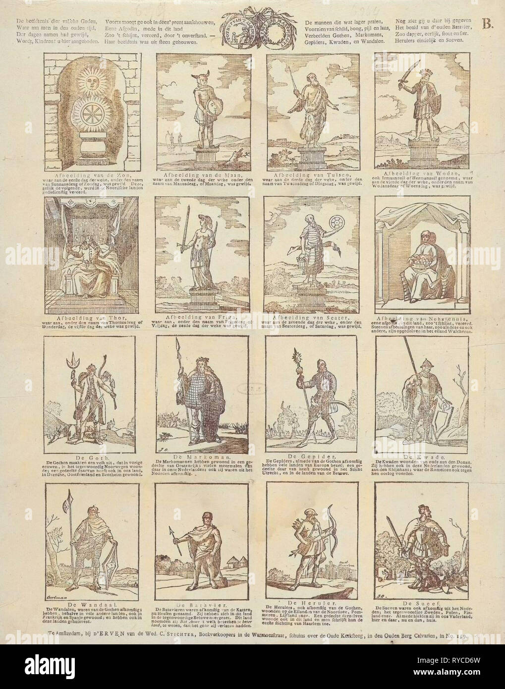 False Gods. 'De beeldtenis dier valsche goden, / Waar aan men in den ouden tijd [..]', Jan Oortman (Sr.), Erven Weduwe Cornelis Stichter, 1784 - 1813 Stock Photo