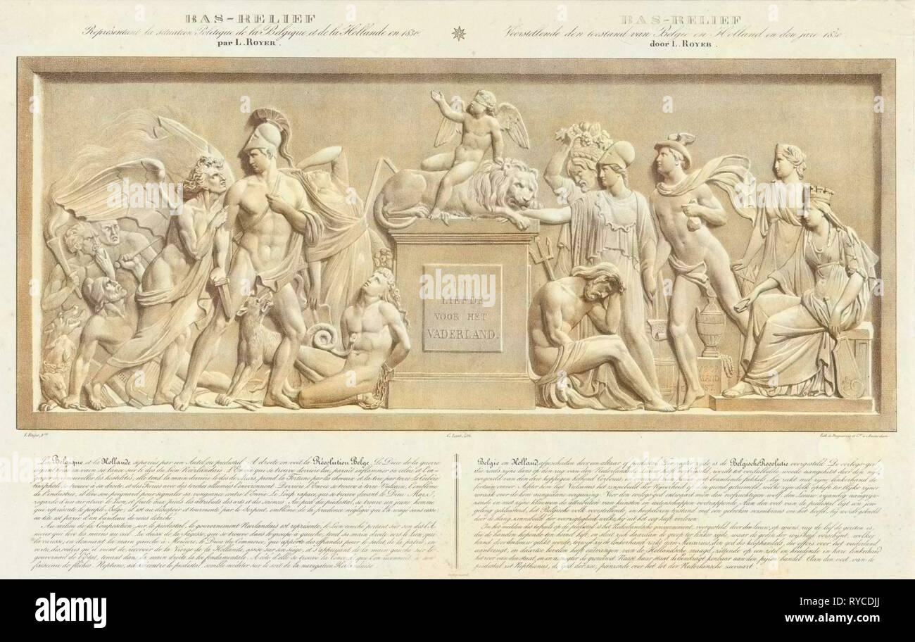Allegorical sculpture, the Belgian Revolution in 1830, Carel Christiaan Anthony Last, Desguerrois Co., 1831-1835 Stock Photo