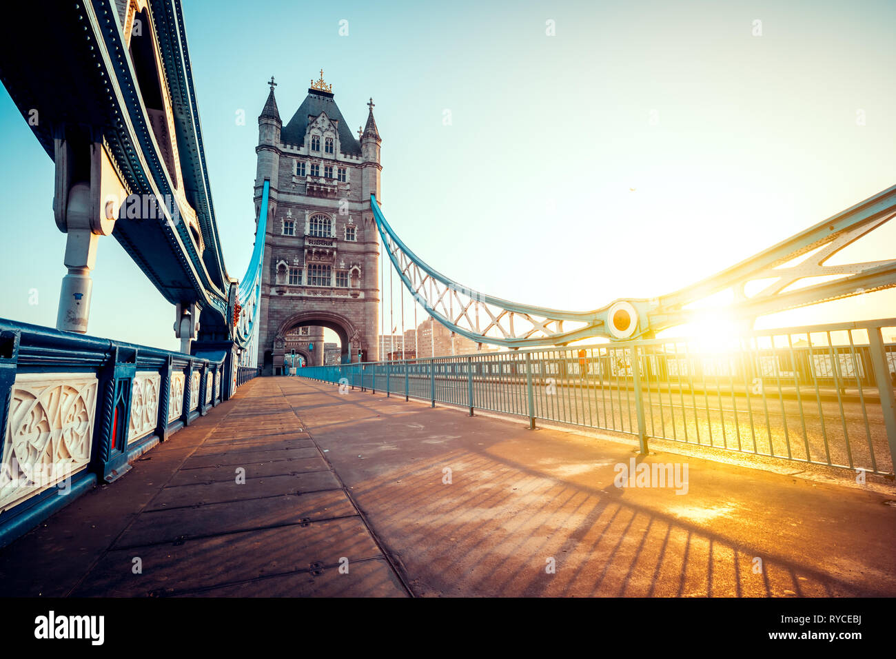 Spectacular Tower Bridge in London at sunset Stock Photo